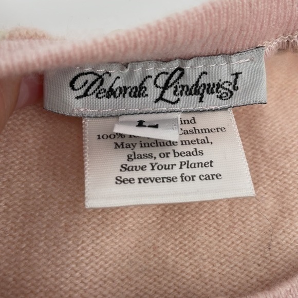 UEC Deborah Lindquist pink cashmere sweater beaded trim cardigan large - Picture 6 of 8